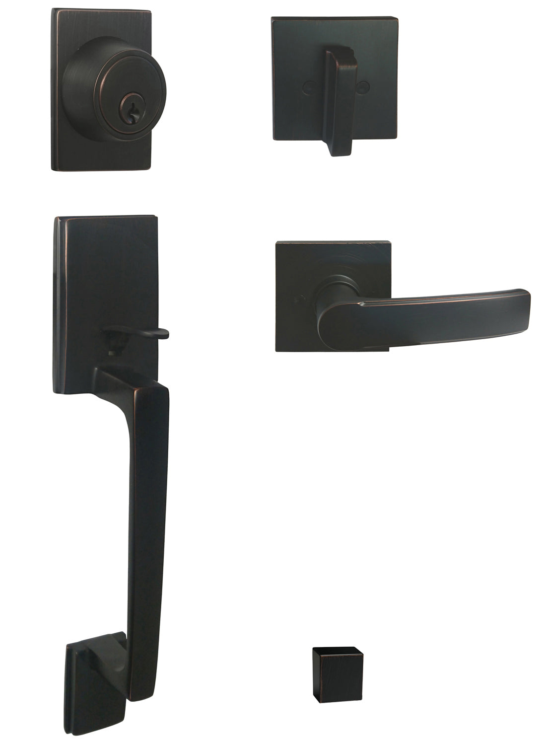 Dark Oil Rubbed Bronze Front Entry Lock Door Lever Handleset with Single Cylinder Deadbolt 8048