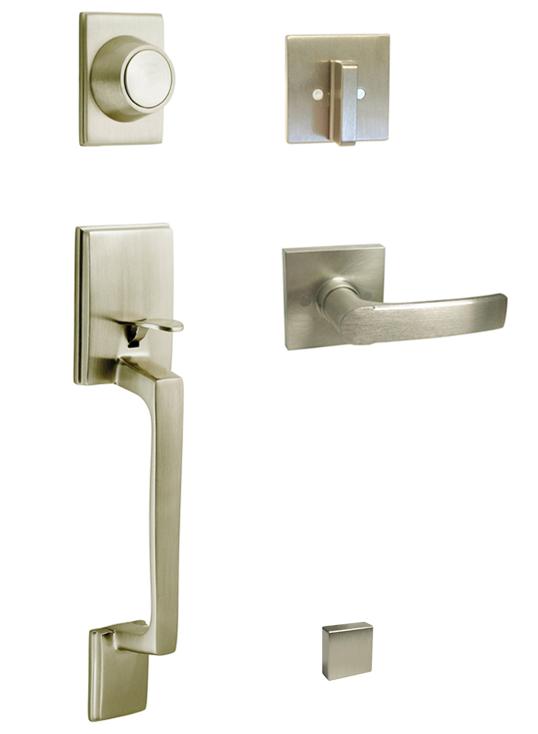 Satin Nickel Front Door Handle Dummy Set with 8048 Lever