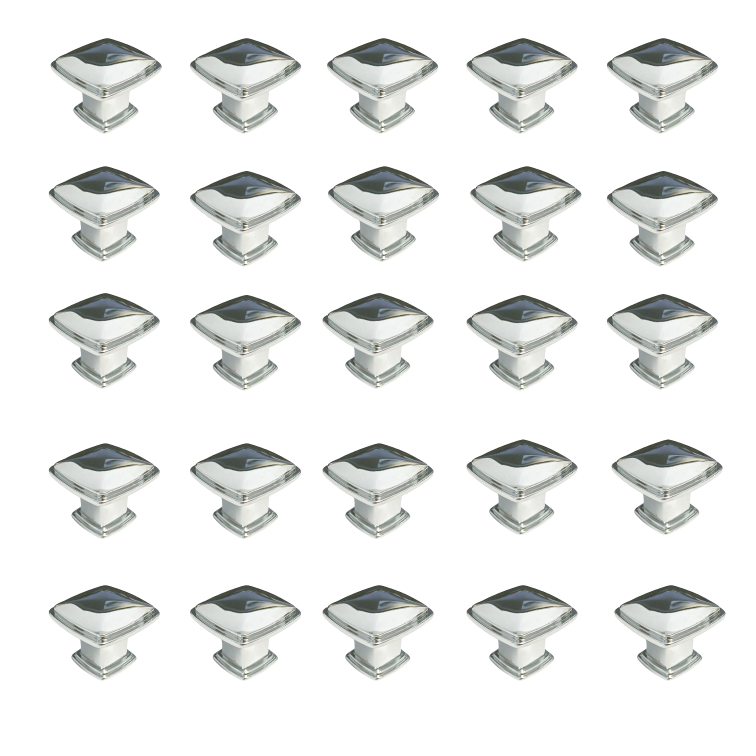50 Pack of Polished Chrome 1 1/4" Cabinet Square Knob 31mm