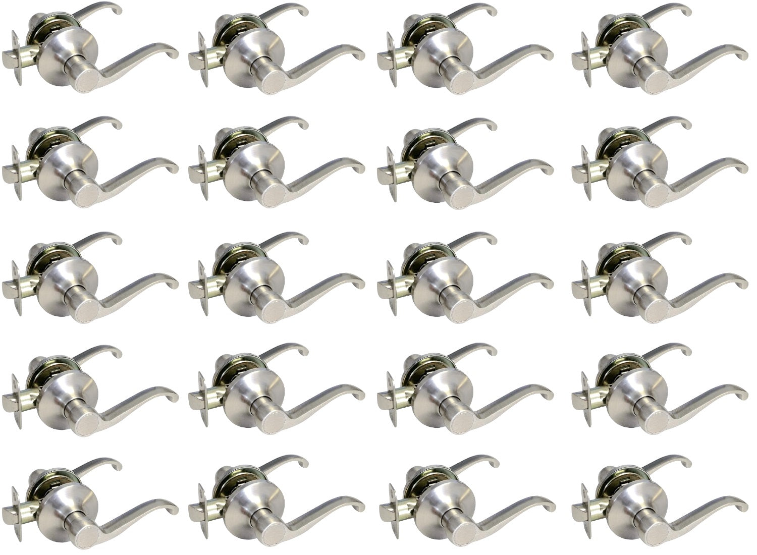 20 Pack- Contractor Pack Style 835 Satin Nickel Finish Passage Door Levers (Hall/Closet)