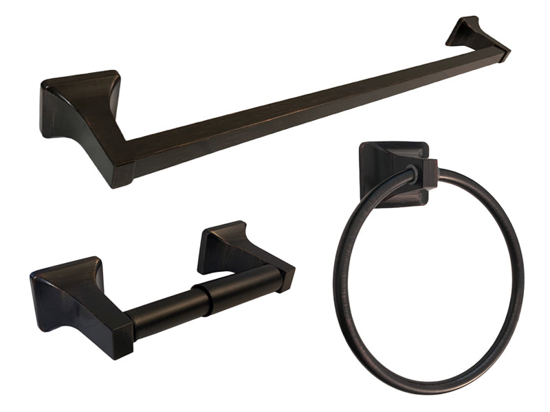 BA33 Series Dark Oil Rubbed Bronze 3 PC Combo with 24″ Towel Bar
