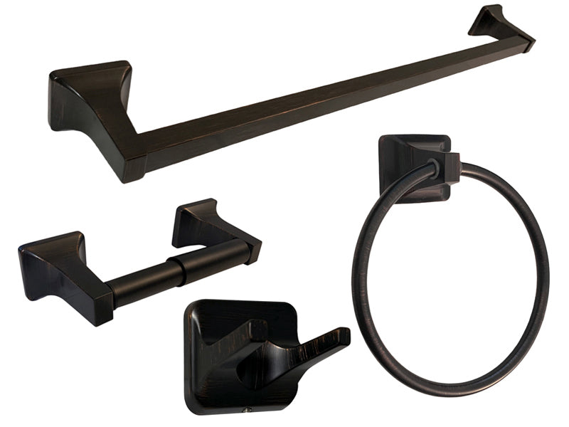 BA33 Series Dark Oil Rubbed Bronze 4 PC Combo with 24″ Towel Bar