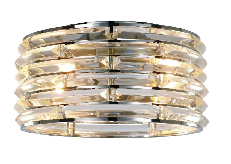 Decor Living Avant 2 Light Polished Chrome Light Fixture with Curved Crystal Accent Shade