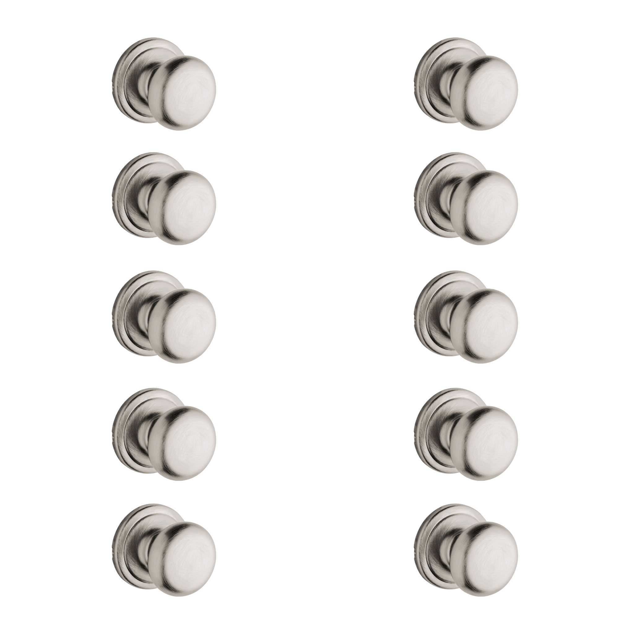 10 Pack Door Knobs of Kwikset Hancock Satin Nickel Passage Knobs