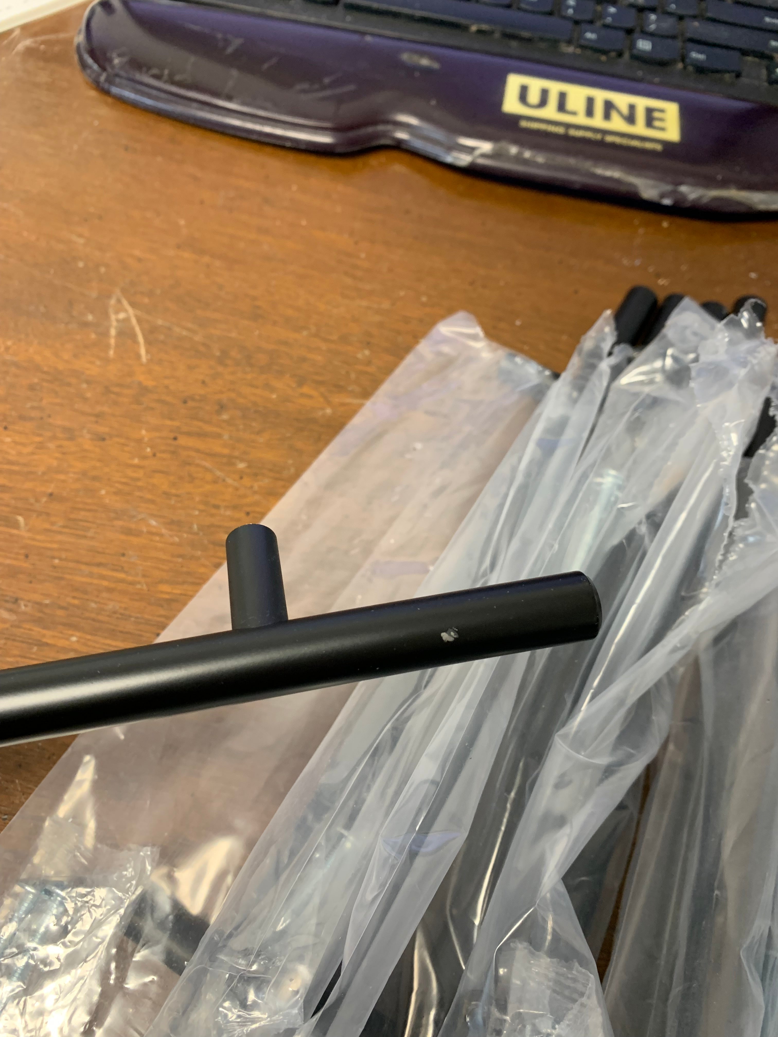 Black Bar Pulls- 7-9/16" Center to Center 12" Overall Length (Clearance-Scratched)
