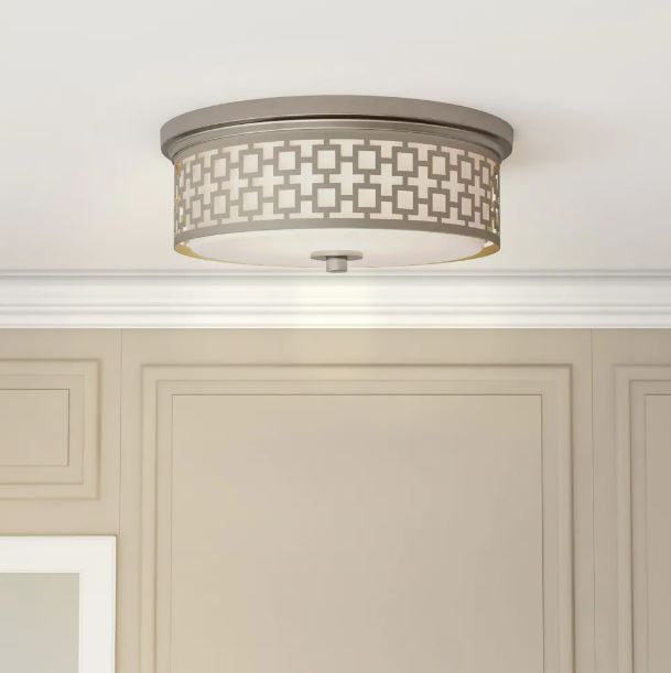 Decor Living Jerada 15" Brushed Nickel Flush Mount Lighting Fixture