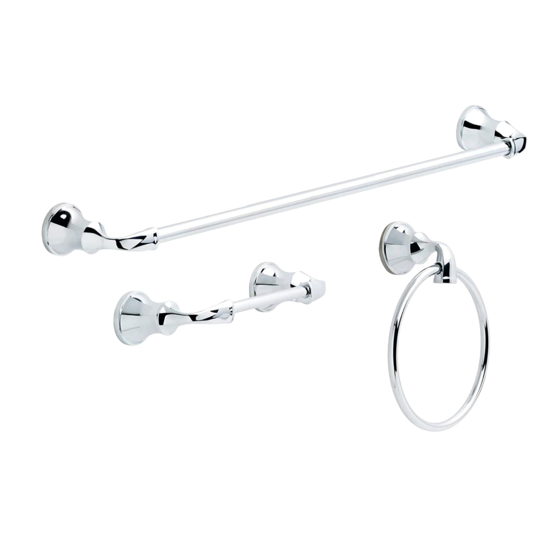 Delta Lorain Polished Chrome 3 Piece Bathroom Accessory Set LRN63-PC with 24″ Towel Bar