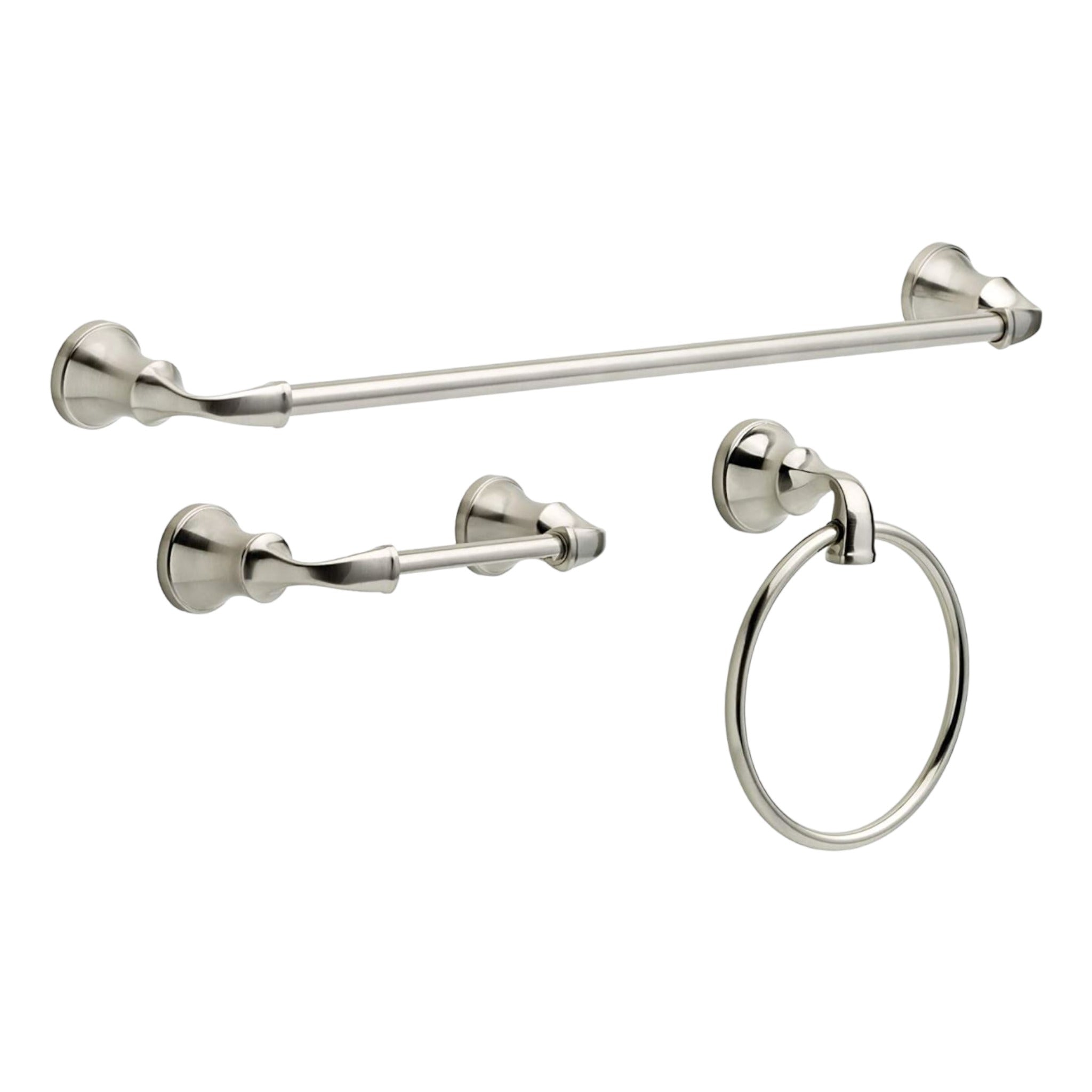 Delta Lorain Satin NIckel 3 Piece Bathroom Accessory Set LRN63-BN with 24" Towel Bar