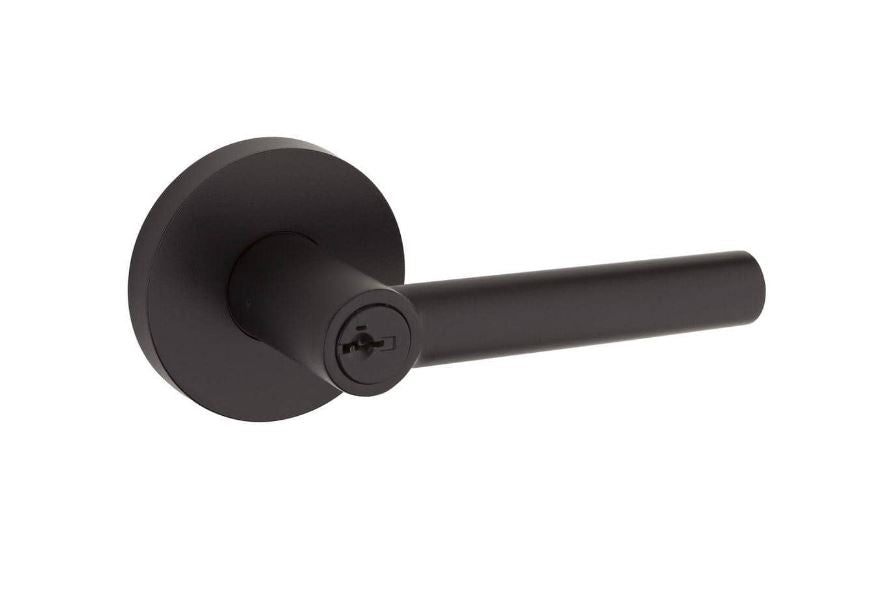 Kwikset Milan 156MIL RDT 514 SMT 6AL RCS Matte Black Round Entry Door Lever With SmartKey Security