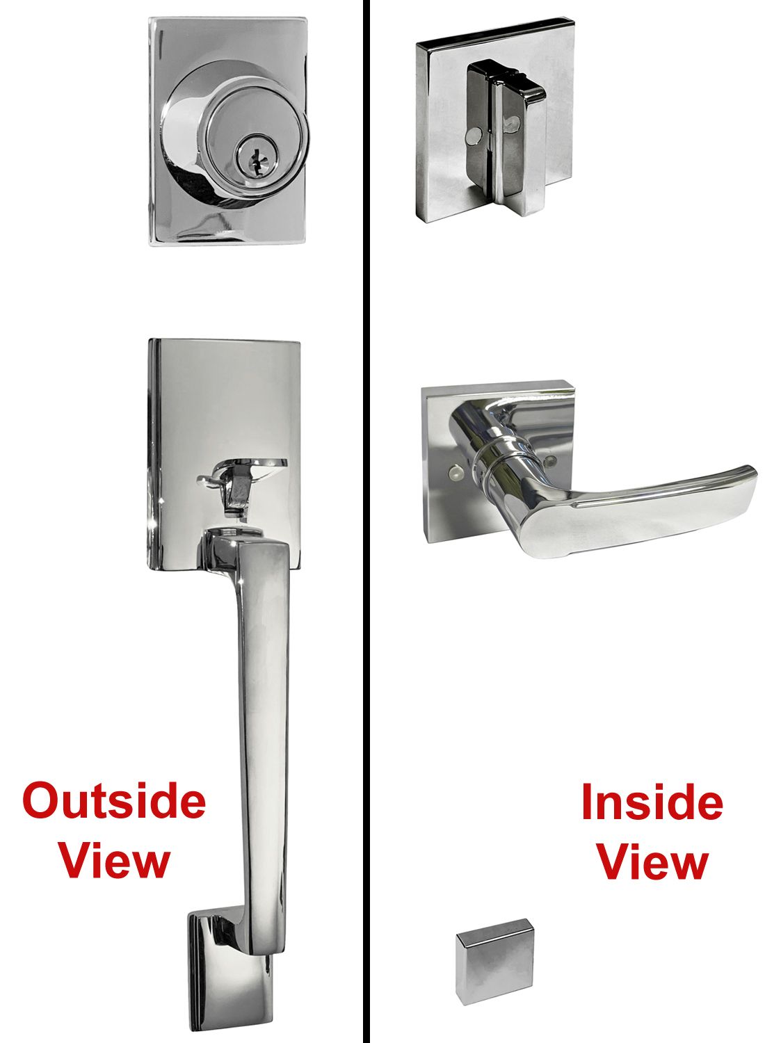 Polished Chrome Front Door Entry Lock Handleset with Single Cylinder Deadbolt & 8048 Lever