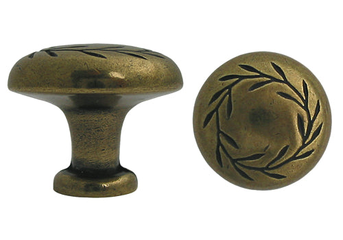 Antique Brass Leaf 1-1/4″ Cabinet Knob 7418-32