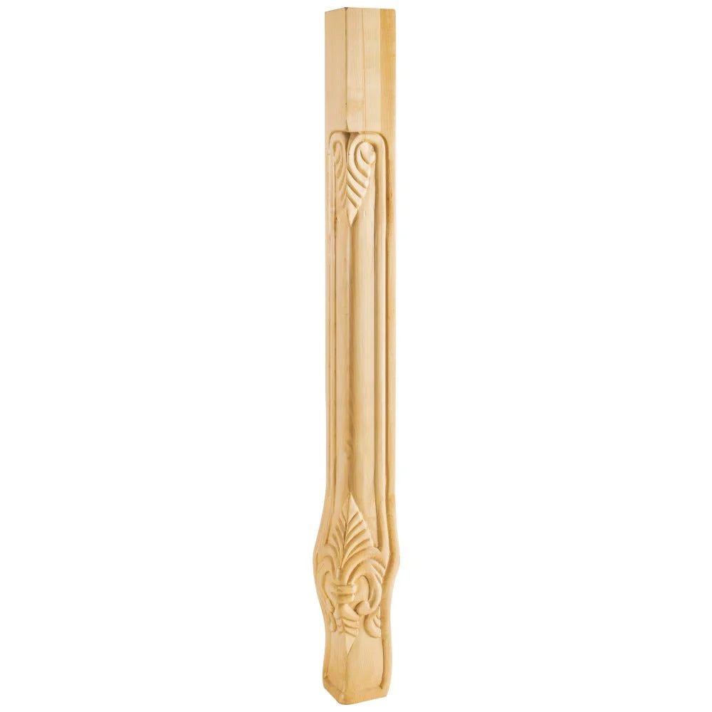Hardware Resources Acanthus Corner Leg Rubberwood 35-1/4″ Length
