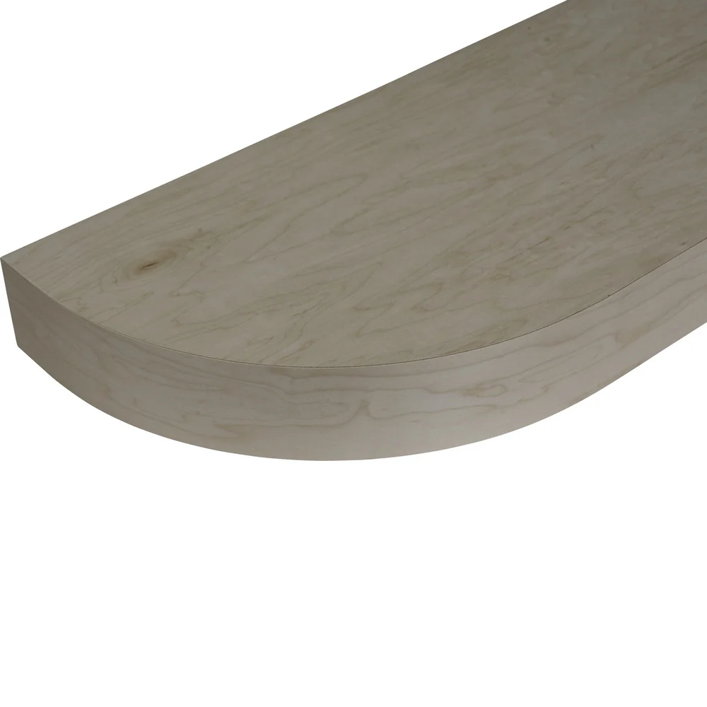 48" L x 2.5" T x 10" D Curved Floating Shelf, 8.5" Radius, 1 Corner, Cherry