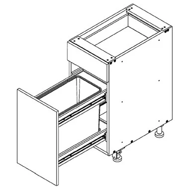 Base 15 W X 34-1/2 H X 24 D - Standard  Series by Open Air Cabinets (Trash Pull-Out 1 Bin)