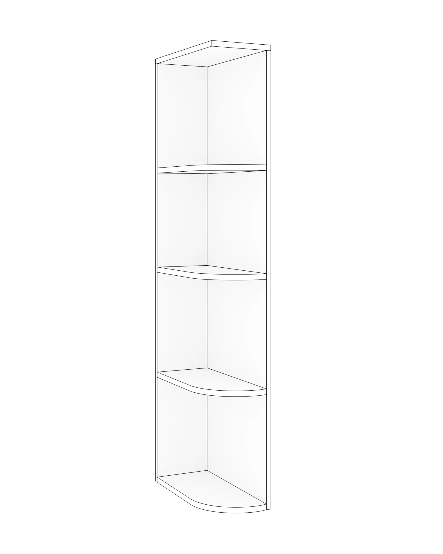 Wall End Shelf Left open 6 W X 42 H X 12 D - Contemporary Oak by TA Cabinetry