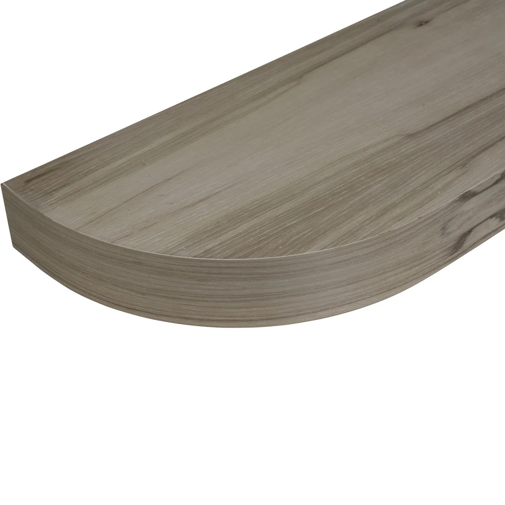 42" L x 2.5" T x 10" D Curved Floating Shelf, 8.5" Radius, 1 Corner, Hickory