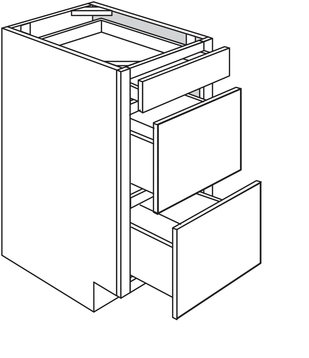 Base 3 Drawer 15 W X 34-1/2 H X 24 D – Newport White by Horning