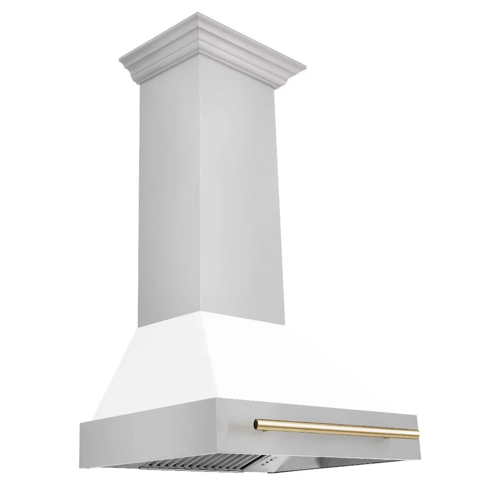 ZLine Matte White Shell w/ Gold Handle 30 W X 23-3/4 D – by ZLine