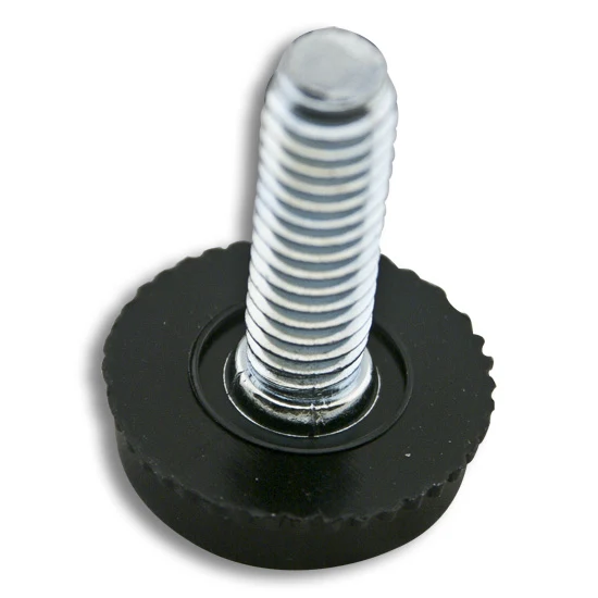 Cabinet Glide Levelers, 7/8" dia Glide, 5/16"-18 x 1" Screw Black  , Multiples of 10