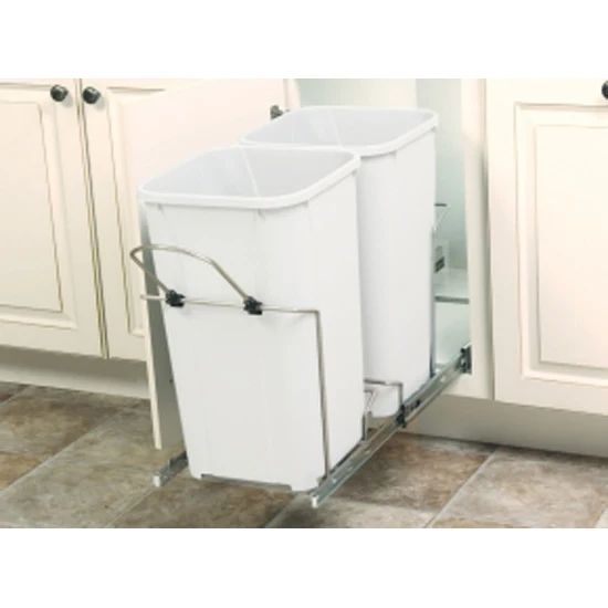 KV Soft-Close Bottom-Mount Waste Pull-out, Single 27 Quart, White, 11-3/8″