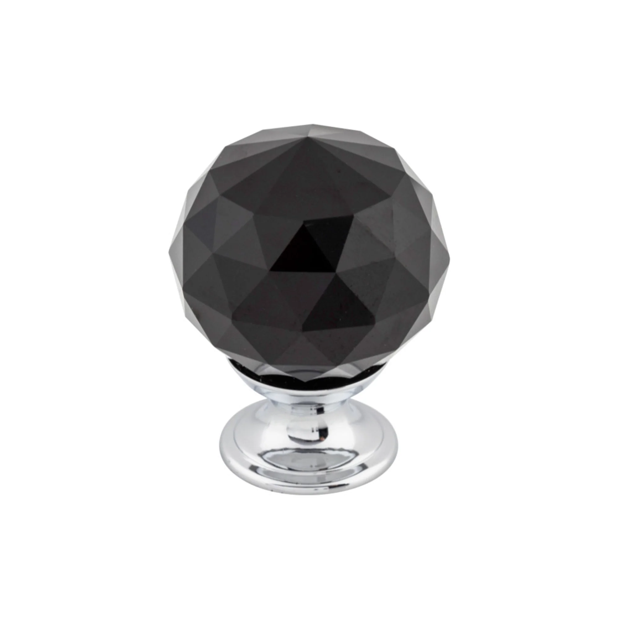 Top Knobs Black Crystal Knob Polished Chrome 1-3/8″ Diameter