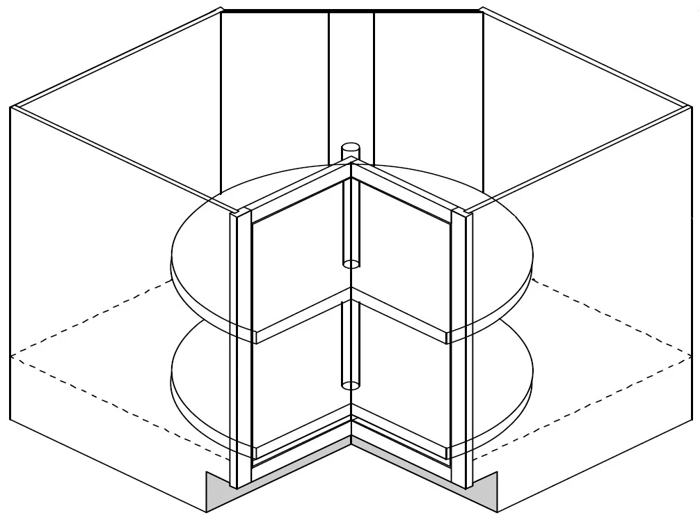 Lazy Susan Corner Base Cabinet 33 W X 34-1/2 H X 24 D (Plastic shelves) – Teton Paint by Legend