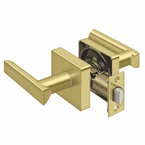 Deltana Zinc Livingston Lever With Escutcheon Passage Door, Polished Brass, Square