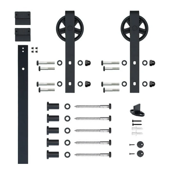 Steel Collection Hook Strap Wheel Rolling Door Hardware Kit Black, Yes, 78-3/4″