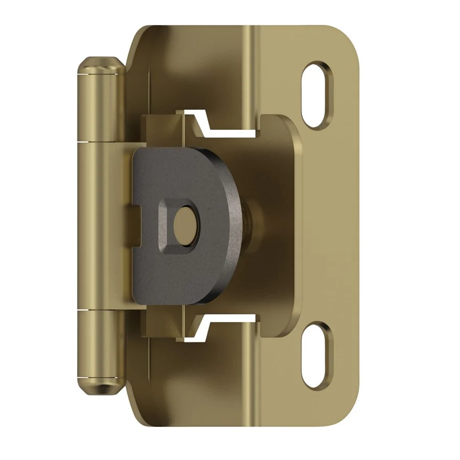 1/2 inch Overlay Single Demountable Partial Wrap Cabinet Hinge Burnished Brass