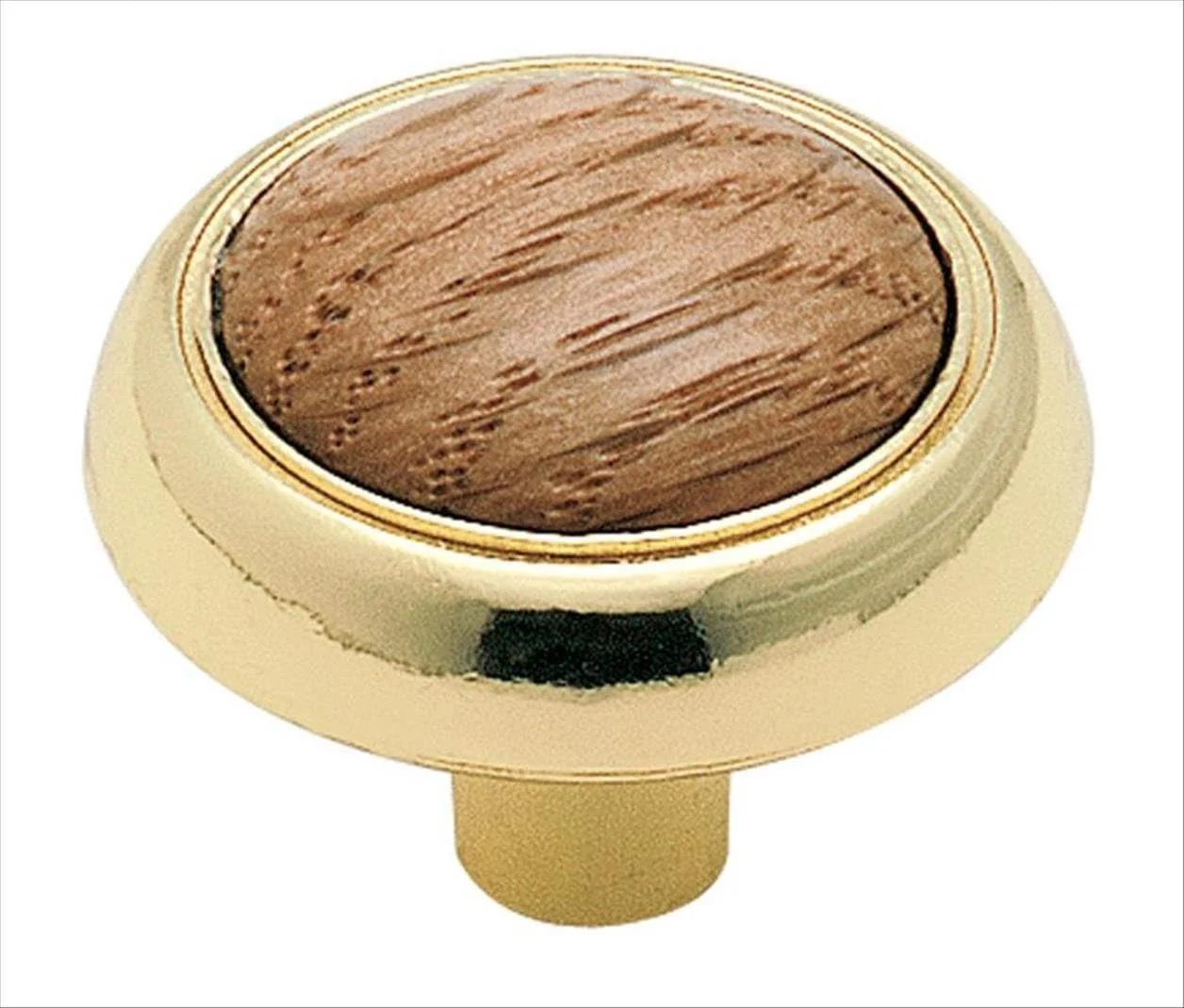 Amerock Allison Knob With Wood Insert, 1-1/4″Diameter, Oak/Polished Brass