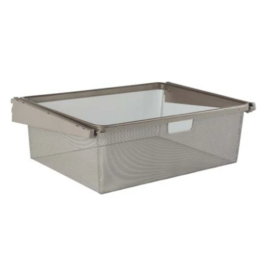 KV Mesh Basket, Champagne Nickel 22" x 17" x 7" Sturdy Wire Mesh