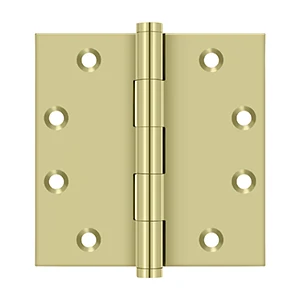 Deltana 4-1/2″ x 4-1/2″ Square Hinges Square Corners Unlacquered Polished Brass .134″ Thickness