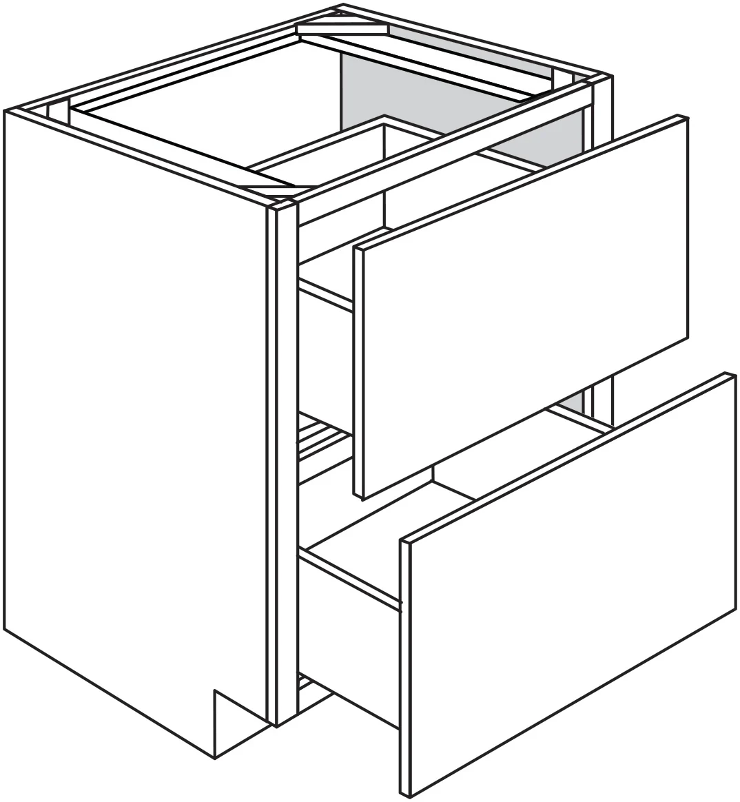 2 Drawer Base Cabinet 24 W X 34-1/2 H X 24 D – Teton Paint by Legend
