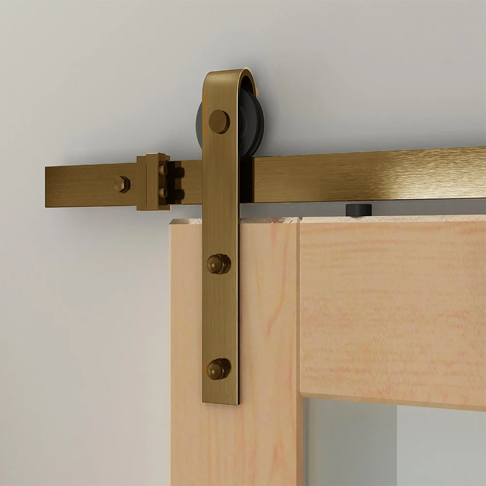 Designer Collection Hook Strap Rolling Door Hardware Door Kit, No, 96″