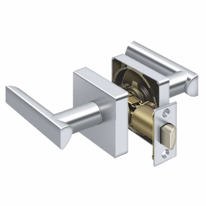 Deltana Zinc Livingston Lever With Escutcheon Passage Door, Polished Chrome, Square