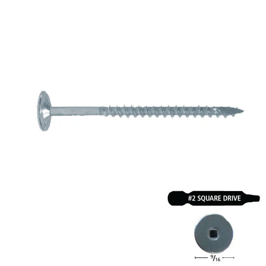 #10 Power Head Screws Square Drive With Nibs Zinc Finish 17 Type 2″ Length