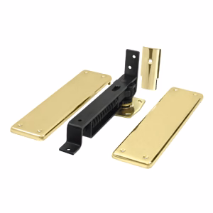 Deltana Spring Hinge Double Action With Solid Cover, Polished Brass, 1-3/8″