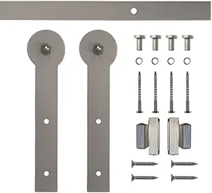 Furniture Barn Door Round Stick Rolling Single Door Kit, Soft-Close, 72″