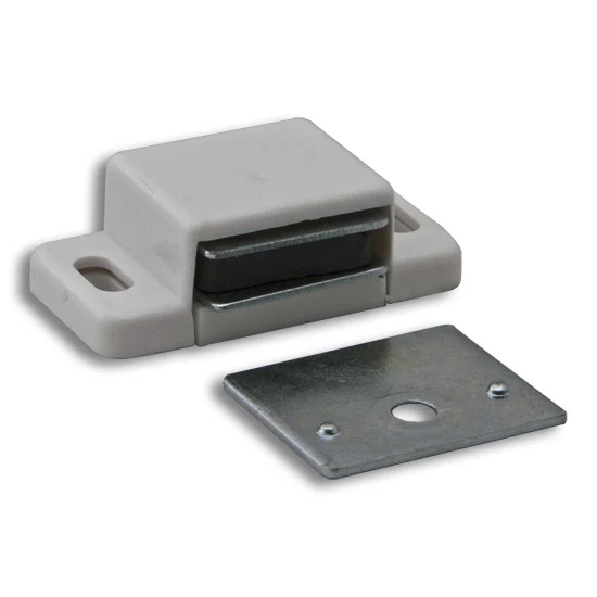 B. Walter Catch Magnetic-Single White W/Screws & Plates Included, Multiples of 10