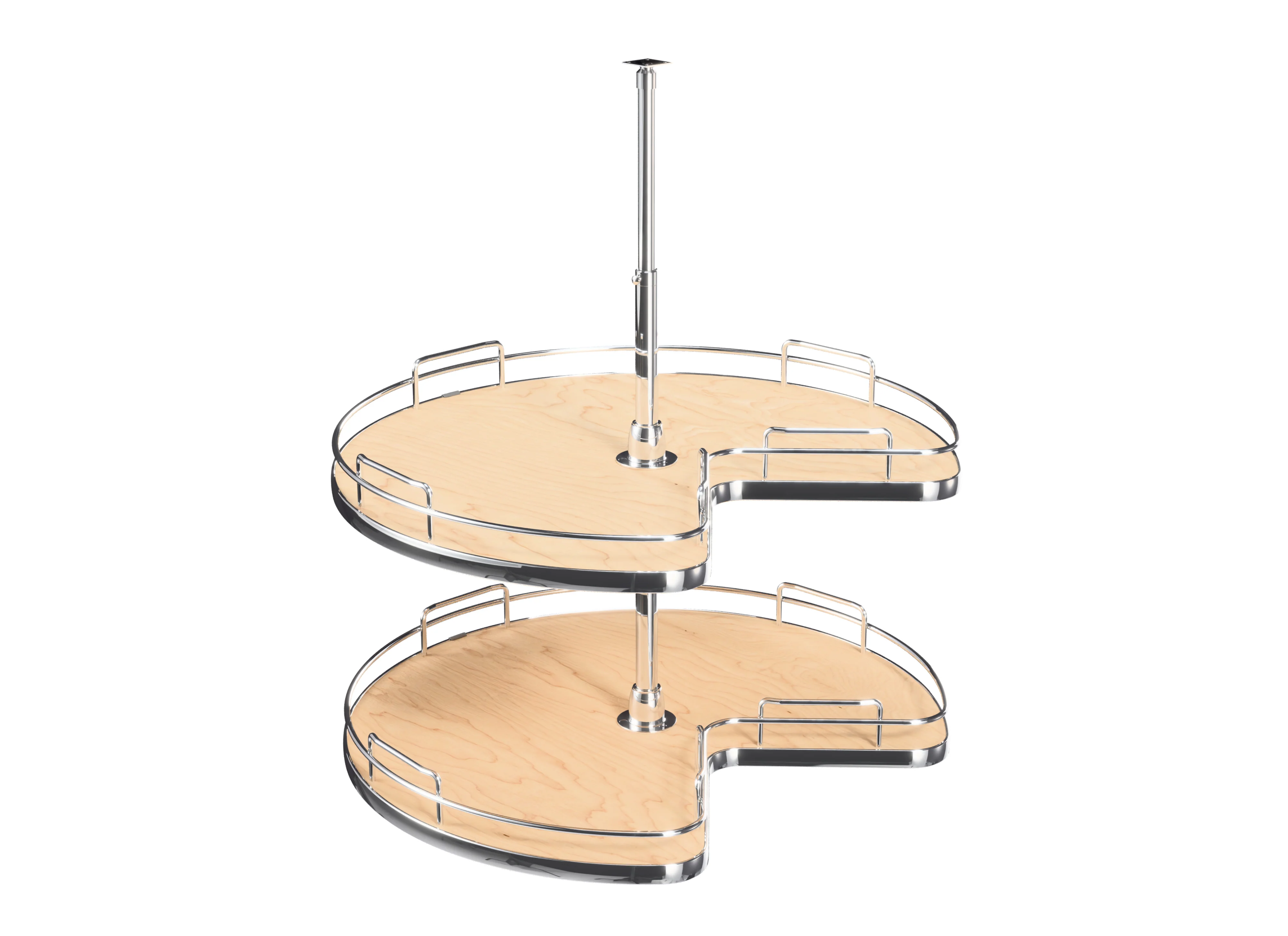 Rev-a-shelf Solid Bottom Kidney-Shaped 2 Shelf Lazy Susan, 28″