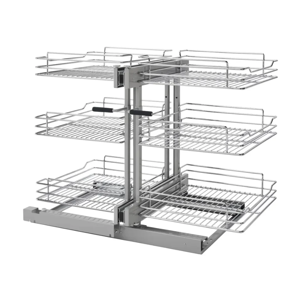 Rev-a-shelf Three-Tier Soft-Close Wire Bottom Blind Corner Optimizer 18″ Width