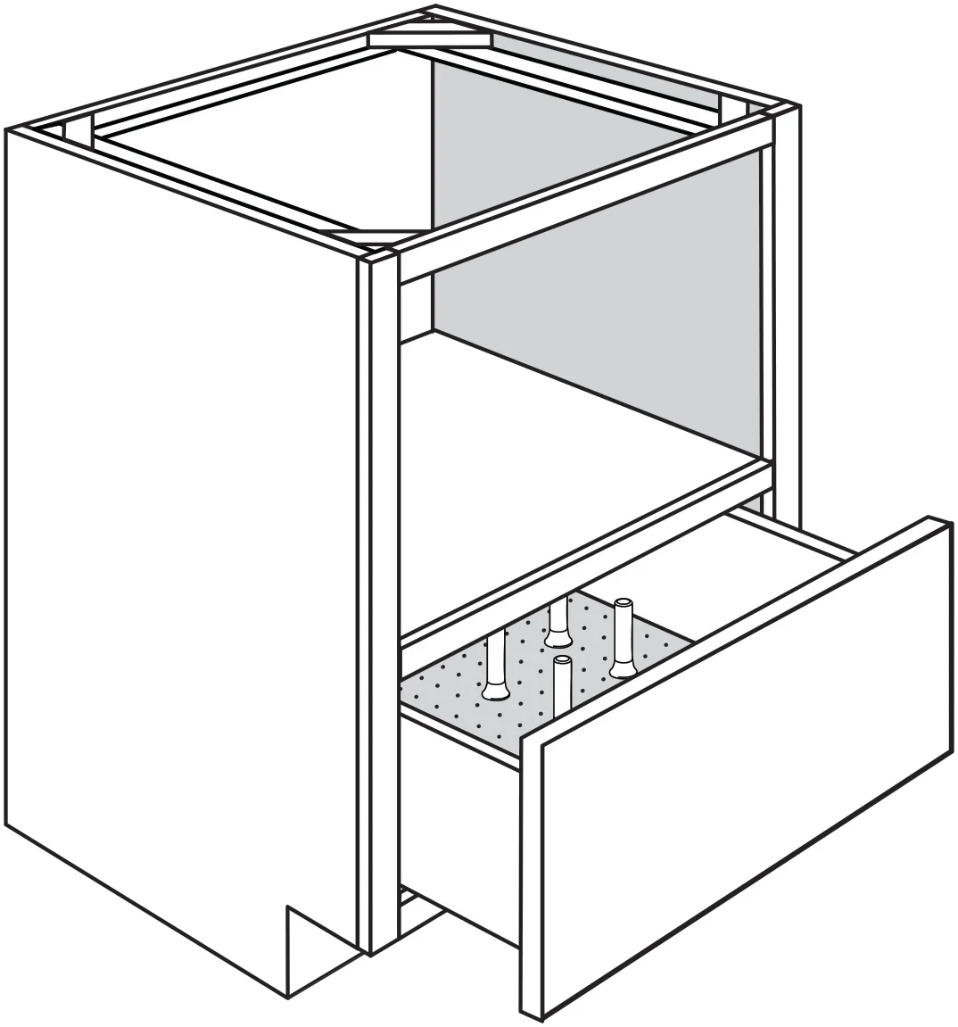 Base Microwave w/ Peg System Dishware Organizer 30 W X 34-1/2 H X 24 D – Trenton Recessed by JSI