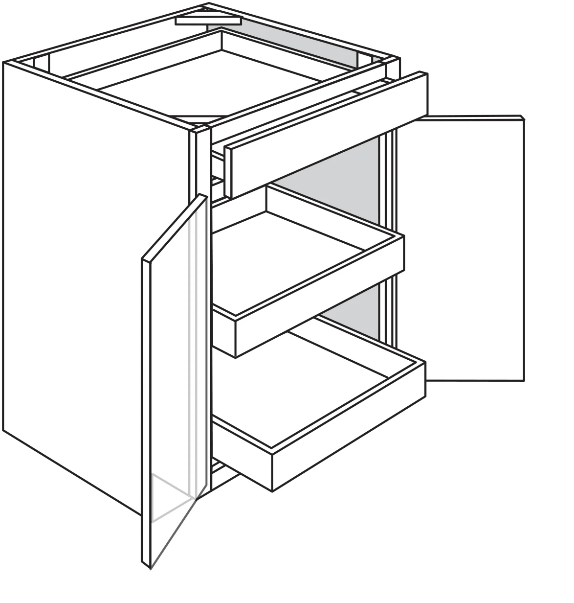 Base Cabinet w/ Rollout 24 W X 34-1/2 H X 24 D – Rainier Paint by Legend