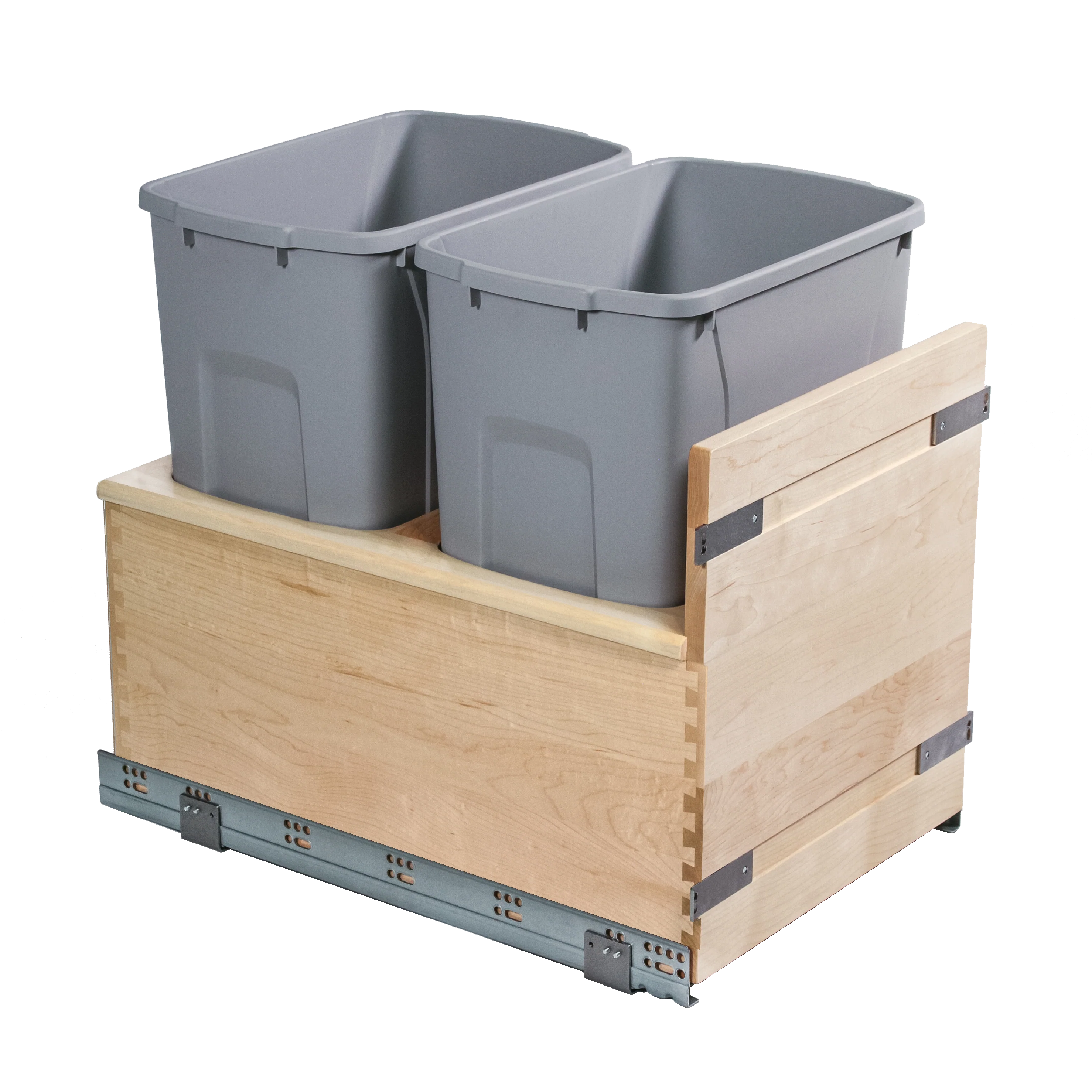 Meadow Lane Double Waste Bin Pullout 50 Quart, Gray