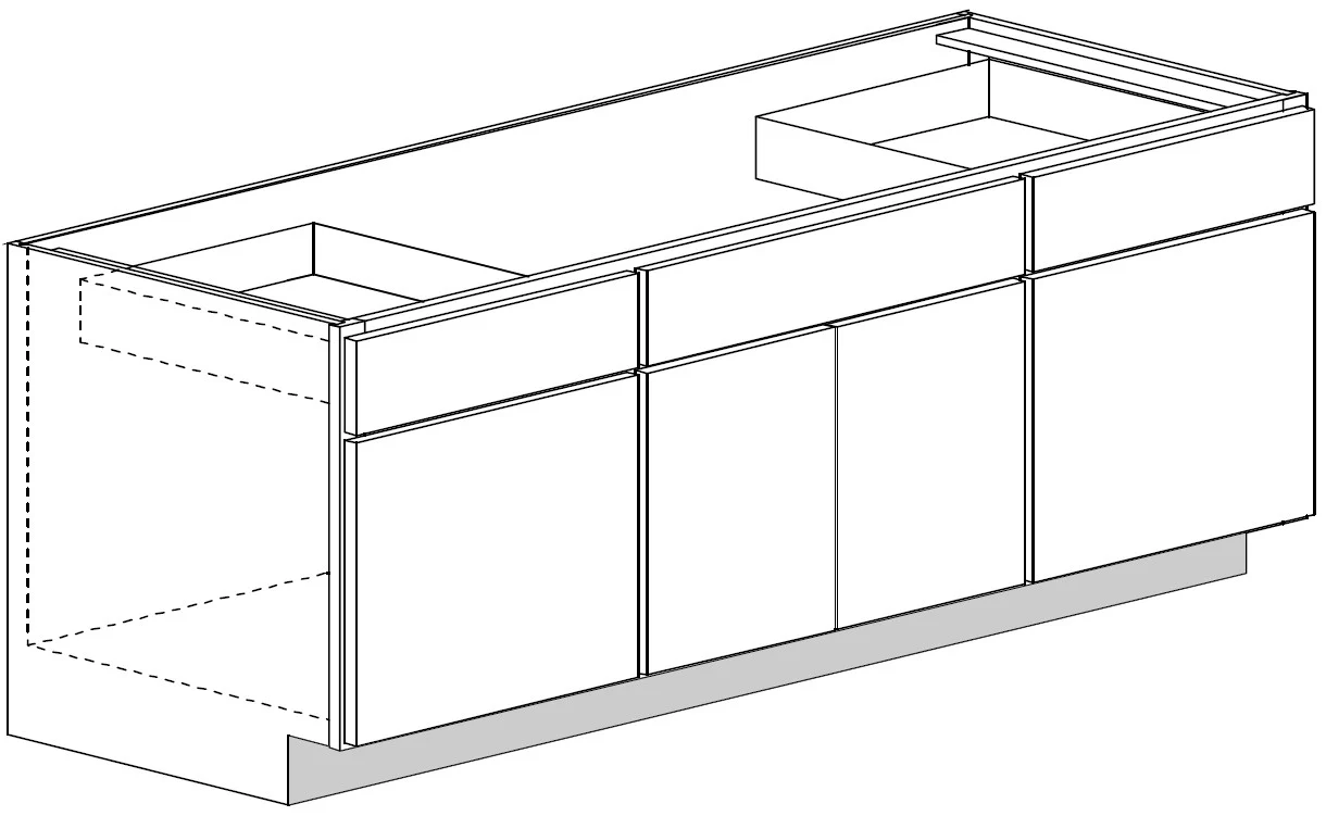 Vanity Combination Sink Base Cabinet 60 W X 32-1/2 H X 18 D – Teton Paint by Legend