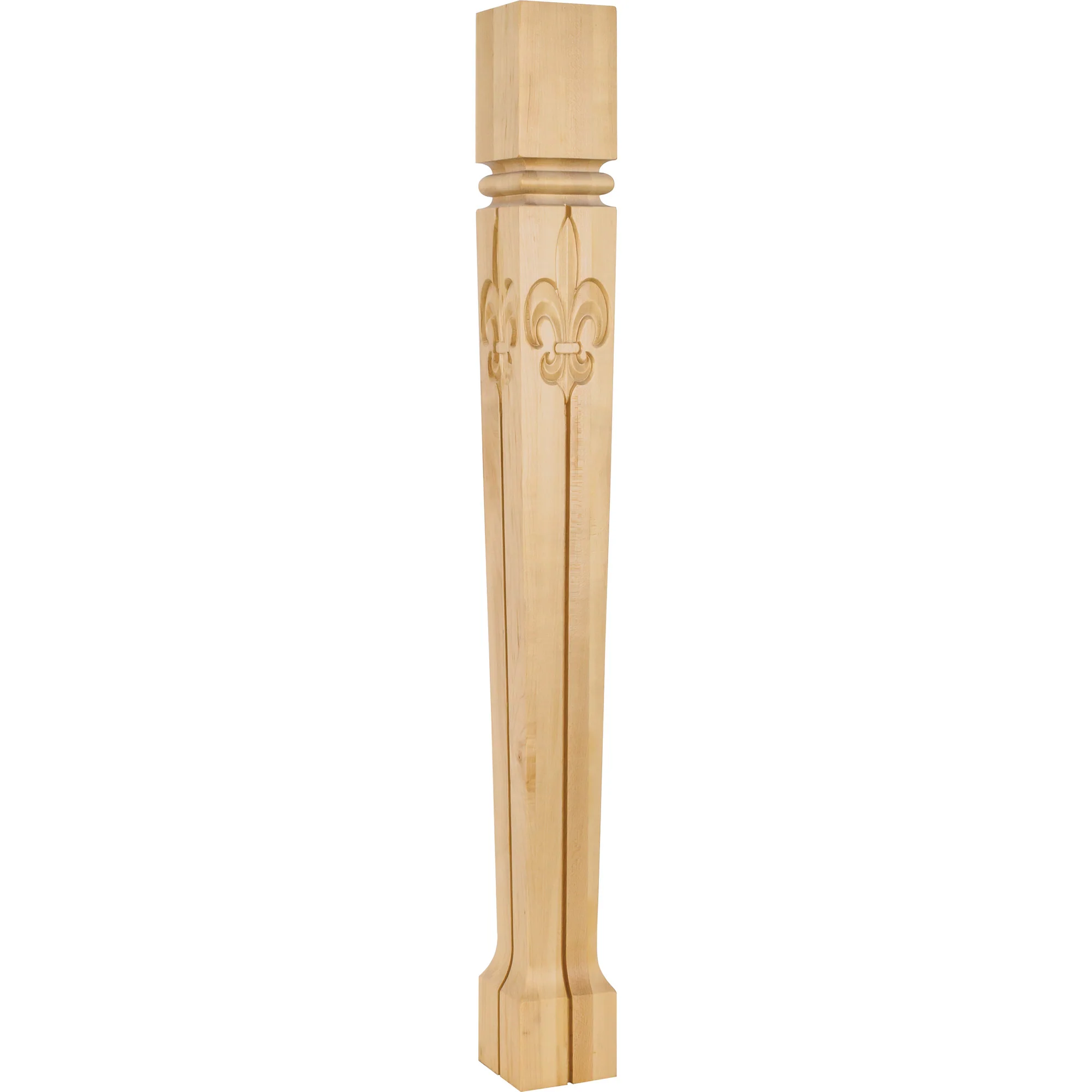 Hardware Resources Bull Nose Fleur-de-Lis Post Alder 35-1/2″ Length 3-1/2″ Diameter