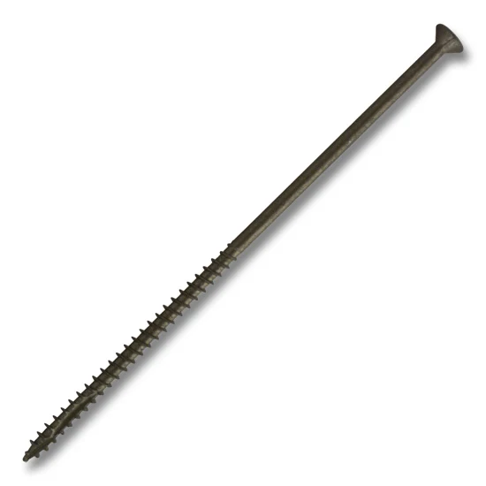#10 Screw Flat Head Square With Nibs Coarse Thread Double Auger 6″ Satin Brass, Multiples of 100