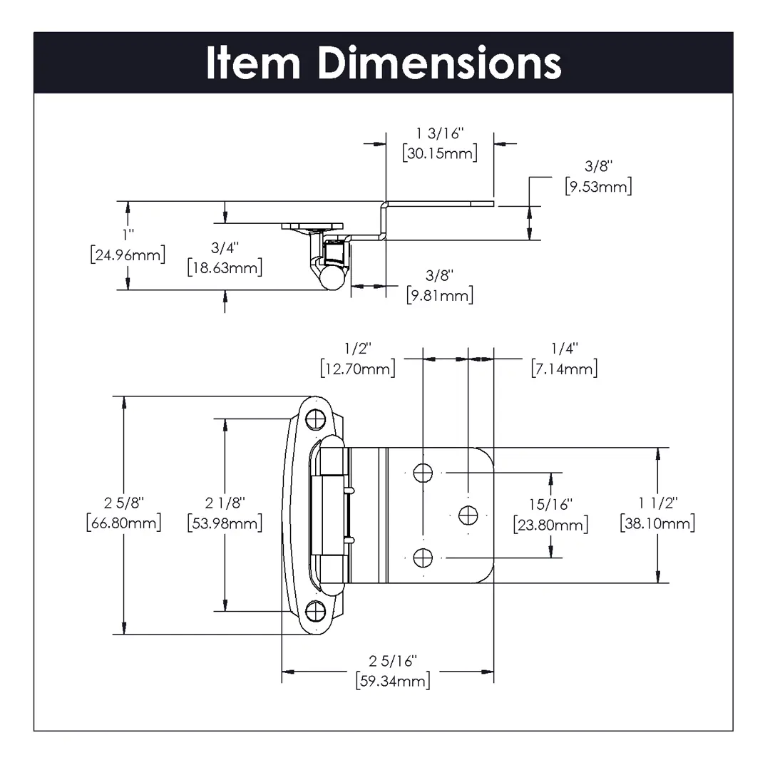 Hickory Hardware Surface Mount Self-Closing Hinge 2-5/8" x 2-3/8"