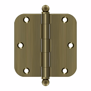 Deltana 3-1/2” x 3-1/2” Hinge With Ball Tips, Thickness .085” Antique Brass 5/8″ Radius
