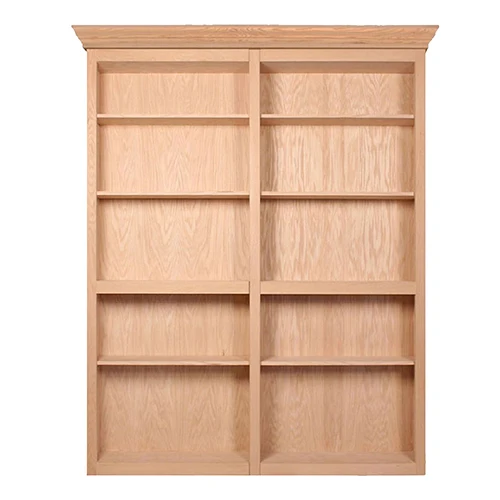 Invisidoor Bifold Bookcase With Valance Assembled Unfinished 73" Width Cherry